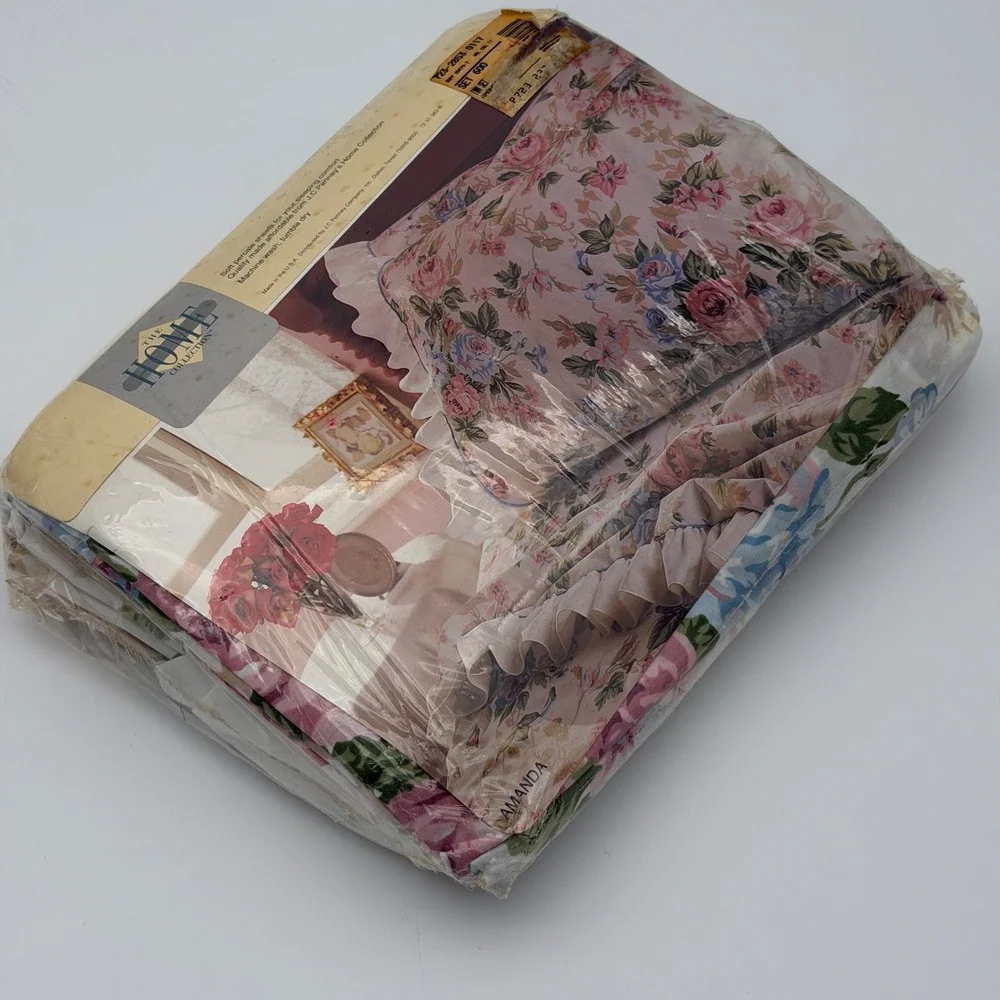 Vintage‎ JCPenney The Home Collection Amanda Floral Twin Sheet Set Pink Rose NEW